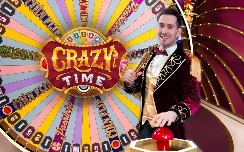 Participe do show de prêmios ao vivo jogando Crazy Time na Bet365.