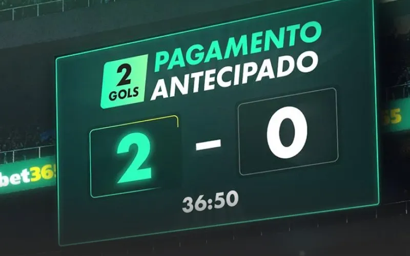 Garanta seu lucro com a Oferta de Pgto. Antecipado – 2 Gols de Vantagem na Bet365.