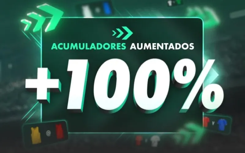 Turbine seus ganhos em apostas múltiplas com o Acumulador Aumentado 100% da Bet365.